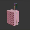 Stylish Pink Checkerboard Pattern Travel Luggage With Telescopic Handle And Wheels