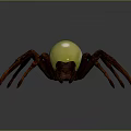 Realistic Spider Model With Dark Legs And Shiny Yellow Abdomen On Dark Background