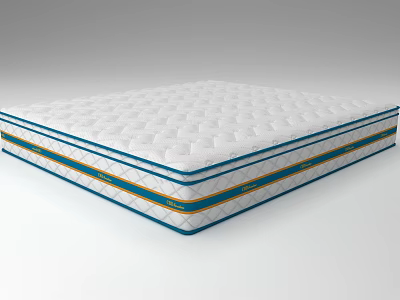 Layered Mattress With Diamond Pattern And Blue Gold Edge Stripes Design 3d model