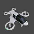 Futuristic Electric Flying Vehicle With White Body And Four Propellers Cabin Design 3d model