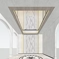 Modern Interior Design Space With Large Glass Windows Wavy Textured Wall And Circular Decoration