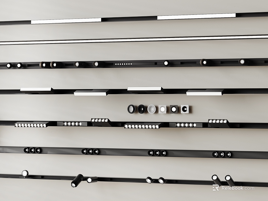 Modern Downlights and Spotlights with Various Styles for Home Office Decoration 3d model 