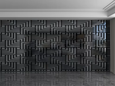 Modern Interior Black and White Geometric Pattern Background Wall With Interlaced Lines 3d model
