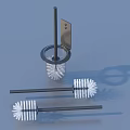 Practical Bathroom Toilet Brush With White Bristles And Black Handle Design