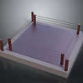 3D Model of Professional Boxing Ring with Square Platform Ropes and Red Posts 3d model