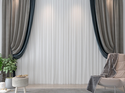 Modern Curtain Fabric Curtain 3d model