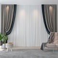 Modern Curtain Fabric Curtain 3d model