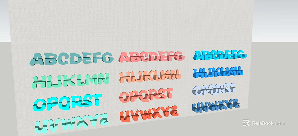 Public Chair Featuring Colorful Alphabet Letters In Vibrant Design 3d model 