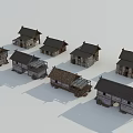 Traditional Style Single Family Houses With Wooden Structure And Gray Roof Designs