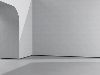 Minimalist Modern Interior Featuring Gray Walls Floor And Arched Structure Design 3d model