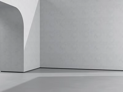 Minimalist Modern Interior Featuring Gray Walls Floor And Arched Structure Design 3d model