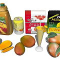 Delicious Mango Drinks With Fresh Mangoes Juice Pulp Smoothie And Dried Mangoes