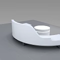 Modern White Curved Multi Person Sofa With Round Coffee Table Interior 3d model