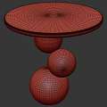 Modern Black Wooden Side Table With Three Spherical Tiered Base Design 3d model