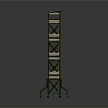 Multi Layer Metal Frame Structure With Green Support Legs And Platforms