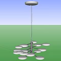 Modern Contemporary Chandelier With White Circular Shades And Sleek Metal Frame Design