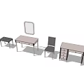 Modern Dressing Table Set With Mirror Chair Stool And Drawers Design 3d model