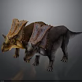 Two Vibrant Triceratops Dinosaurs With Colorful Frills And Textured Skin