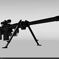 Black Modern Sniper Rifle With Long Barrel Scope And Tripod Stand