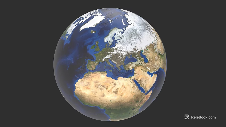 Earth Planet View From Space Showing Continental Landmasses And Blue Oceans 3d model 