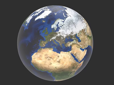 Earth Planet View From Space Showing Continental Landmasses And Blue Oceans 3d model