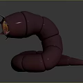 Pink Segmented Worm Like Creature With Glowing Luminous Tail On Dark Background 3d model