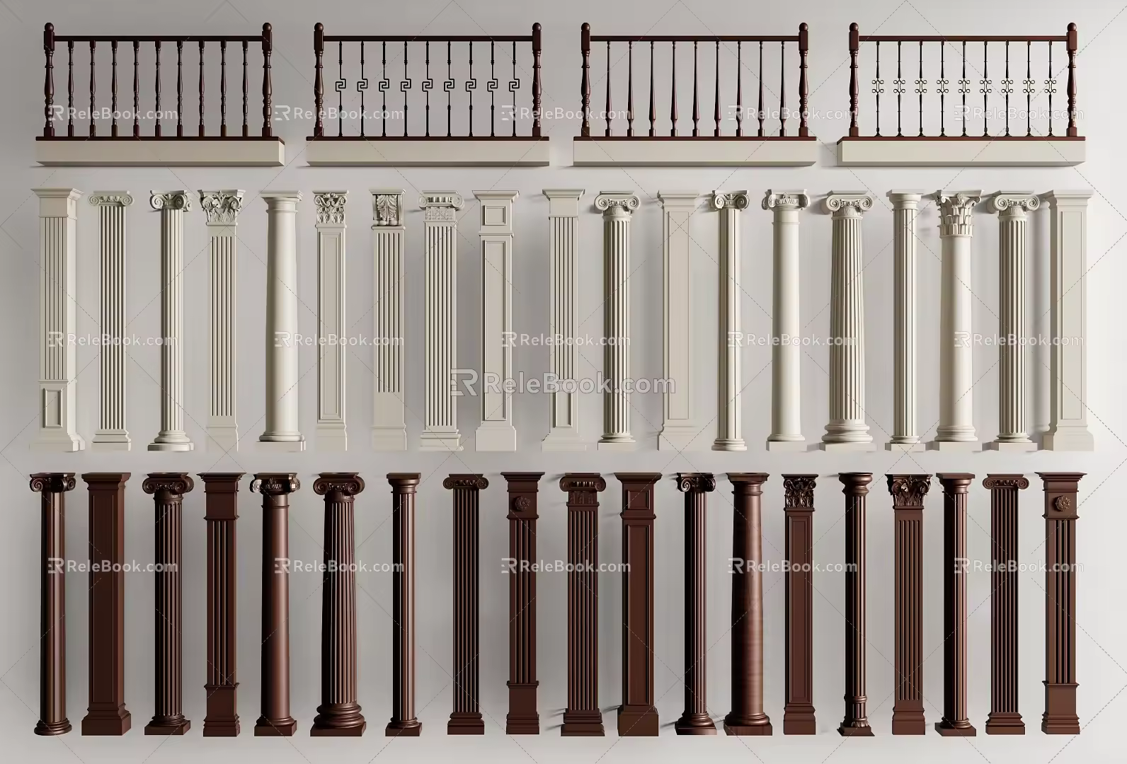 European Roman Column Simple European Roman Column Gypsum Column Gypsum Line European Architectural Component Arch Railing Column 3d model