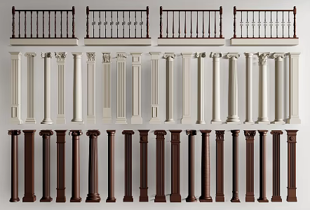 European Roman Column Simple European Roman Column Gypsum Column Gypsum Line European Architectural Component Arch Railing Column 3d model