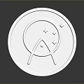 Detailed Shiny Silver Circular Coin With Balance Symbol And Stars