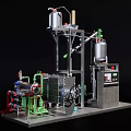 Industrial Equipment with Vertical Tanks Pipes Valves and Control Panel for Processing