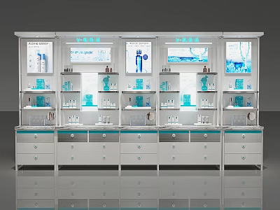 Back cabinet shelf cosmetics skin care products 3d model