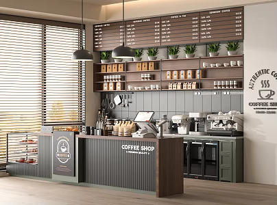 Modern Cafe Coffee Bar Coffee Machine Workbench Milk Tea Shop Console 3d model
