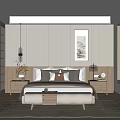 Japanese Inspired Bedroom Interior Design With Wooden Sliding Doors Wall Art And Lantern Light Fixture