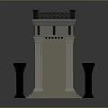 Elegant Classical Doorway Structure With Black And White Design Ornate Top And Flanking Columns
