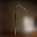 Traditional Iron Scythe Weapon With Curved Blade And Long Handle Structure