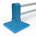 Road Safety Barriers With Blue And Black Bases Double Rail Structure Design 3d model