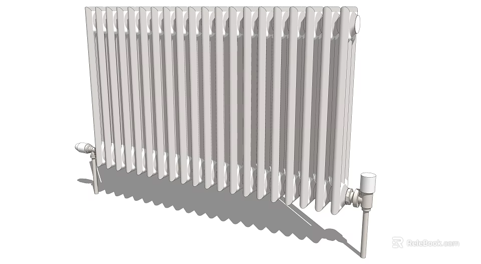White Wall Mounted Metal Radiator with Traditional Column Design for Home Heating 3d model 