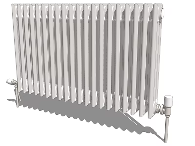White Wall Mounted Metal Radiator with Traditional Column Design for Home Heating 3d model