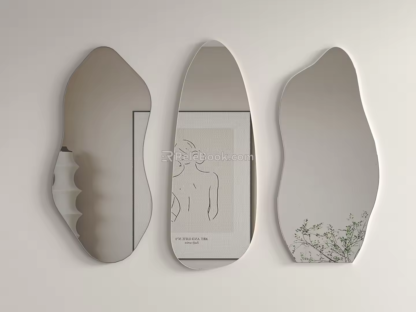Modern mirror fitting mirror dressing mirror hanging mirror 3d model
