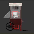 Coca Cola Red Popcorn Cart With White Top Transparent Front And Black Wheels