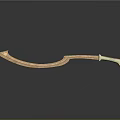 Vintage Curved Scimitar With Ornate Wooden Handle And Shiny Metal Blade