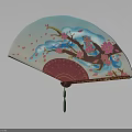 Traditional Decorative Fan With Cherry Blossom Pattern And Intricate Branch Art Design