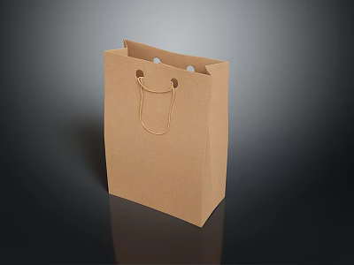 Brown Kraft Paper Shopping Bag with Handle for Daily Use and Carry Items 3d model