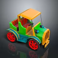 Vintage Colorful Toy Car with Orange Roof Green Body Red Seats and Blue Headlights