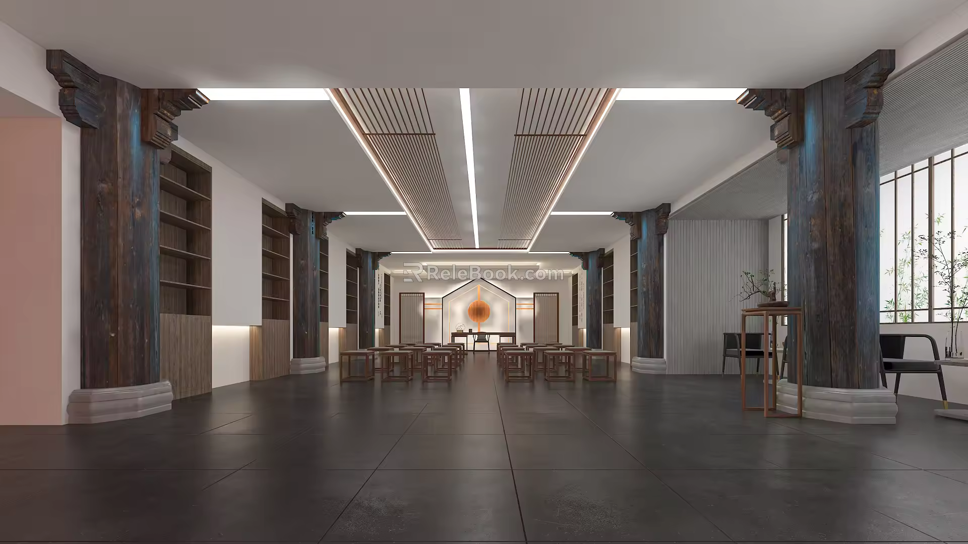 New Chinese Classroom Guoxue Lecture Hall 3d model