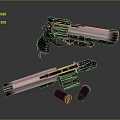 Futuristic Double Guns With White Blue Components And Ammunition