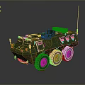 Armored Wheeled Military Tank With Camouflage Coating Green Wheels Turret And Antenna