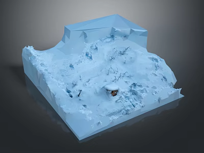 Snow Covered Terrain Scene With Icebergs And Small Snowy Ground Object 3d model