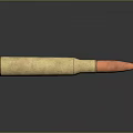 Detailed Metallic Bullet With Golden Brass Casing And Red Copper Tip