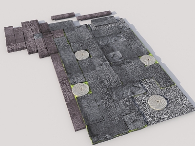 Old Slab Ting Slab Paving 3d model